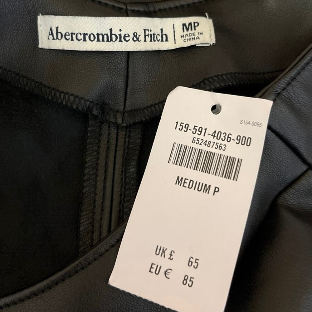 Abercrombie & Fitch Womens Black Faux Leather Sleeveless Shift Mini Dress Size M - Picture 7 of 9